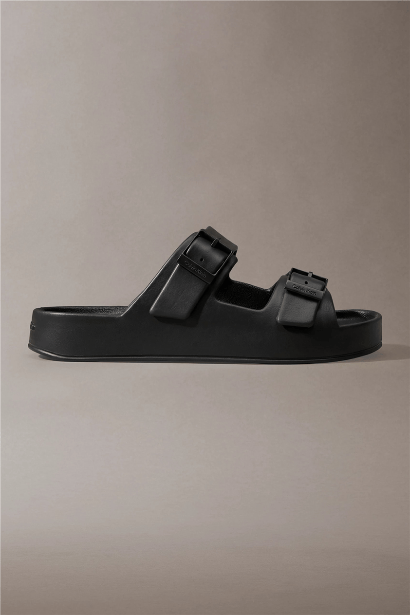 Calvin Klein Ergon Eva Double Bar Erkek Sandalet Siyah