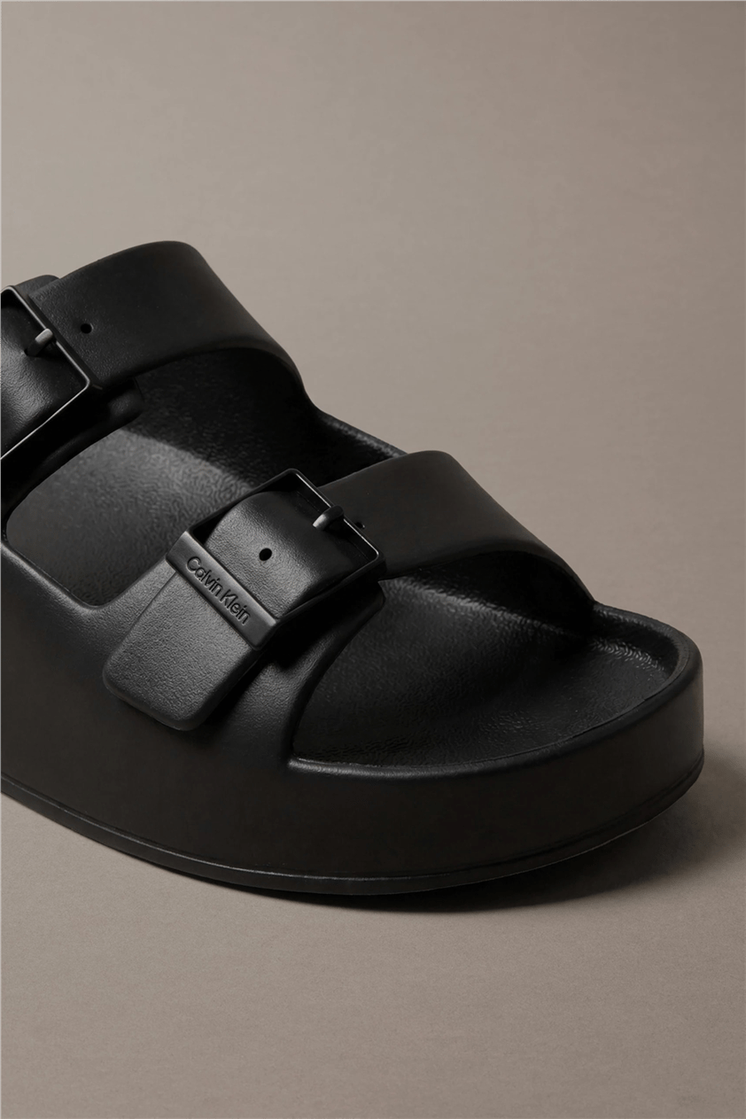 Calvin Klein Ergon Eva Double Bar Erkek Sandalet Siyah