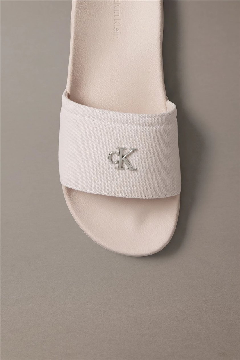 Calvin Klein Ess Slide Canvas Hdw Kadın Terlik Bej