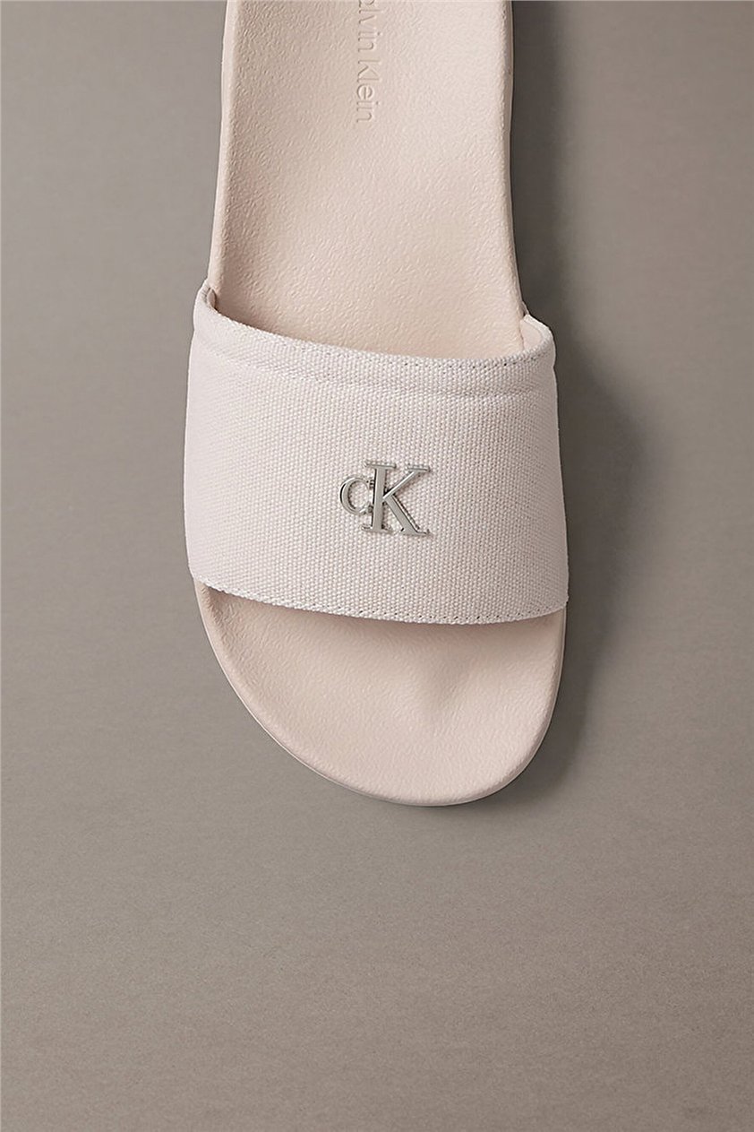 Calvin Klein Ess Slide Canvas Hdw Kadın Terlik Bej