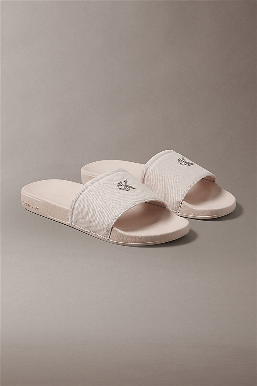 Calvin Klein Ess Slide Canvas Hdw Kadın Terlik Bej