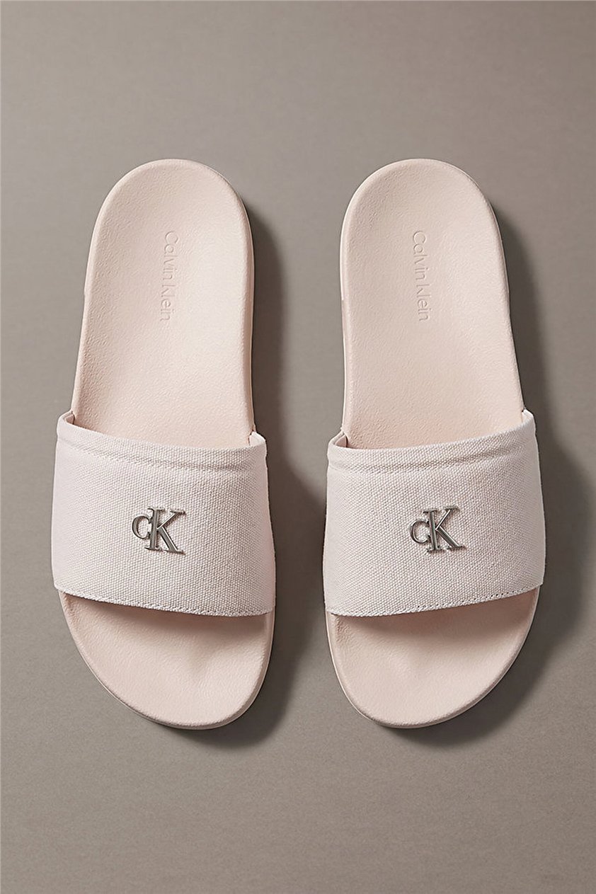 Calvin Klein Ess Slide Canvas Hdw Kadın Terlik Bej