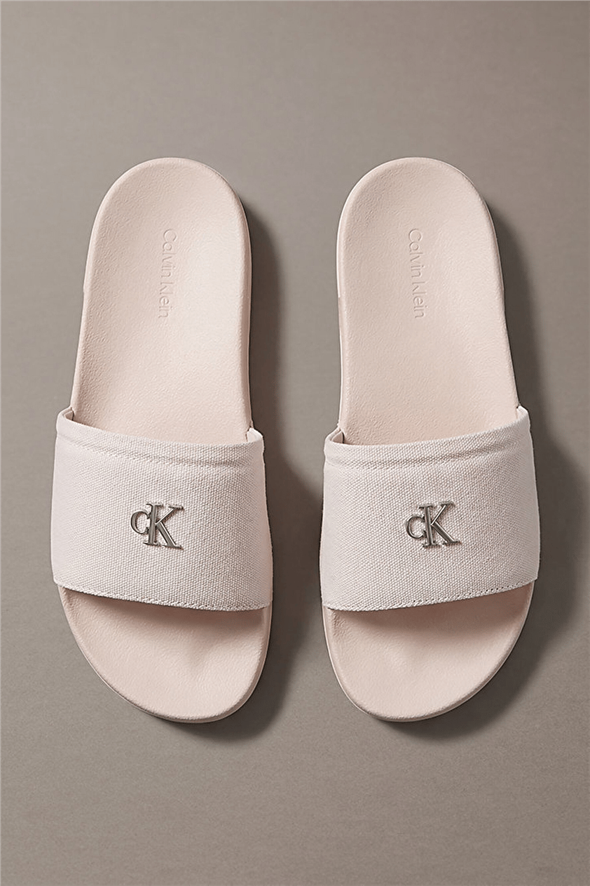 Calvin Klein Ess Slide Canvas Hdw Kadın Terlik Bej