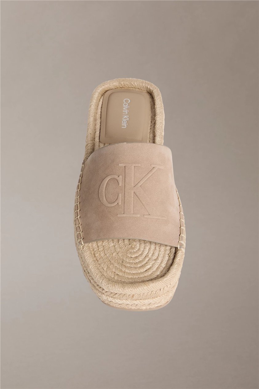 Calvin Klein Flatf Espa Mule Nub Kadın Espadril Bej