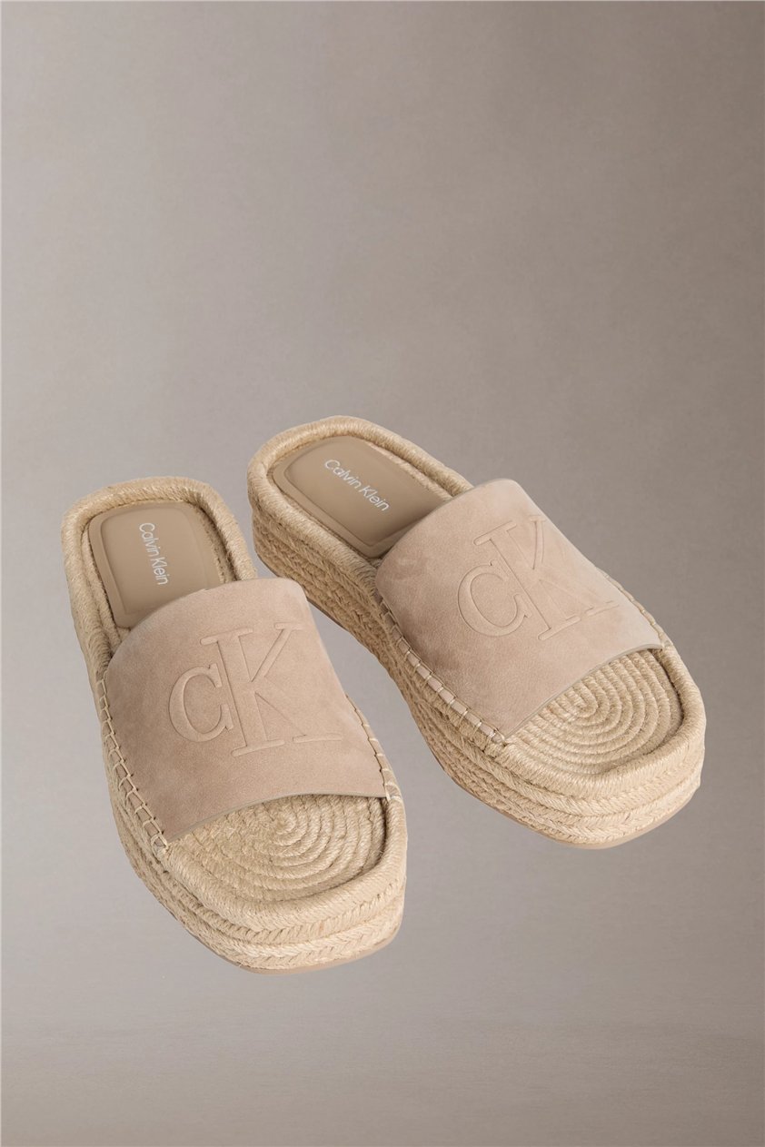 Calvin Klein Flatf Espa Mule Nub Kadın Espadril Bej