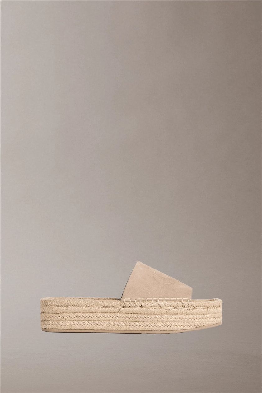 Calvin Klein Flatf Espa Mule Nub Kadın Espadril Bej