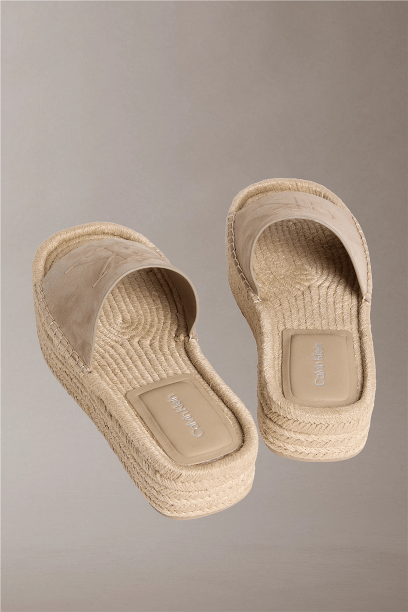 Calvin Klein Flatf Espa Mule Nub Kadın Espadril Bej