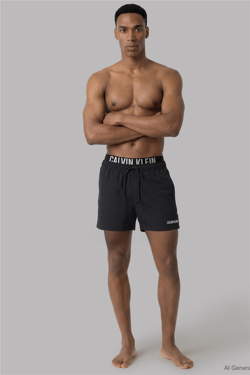 Calvin Klein Medium Drawstring Bo Erkek Şort Mayo Siyah