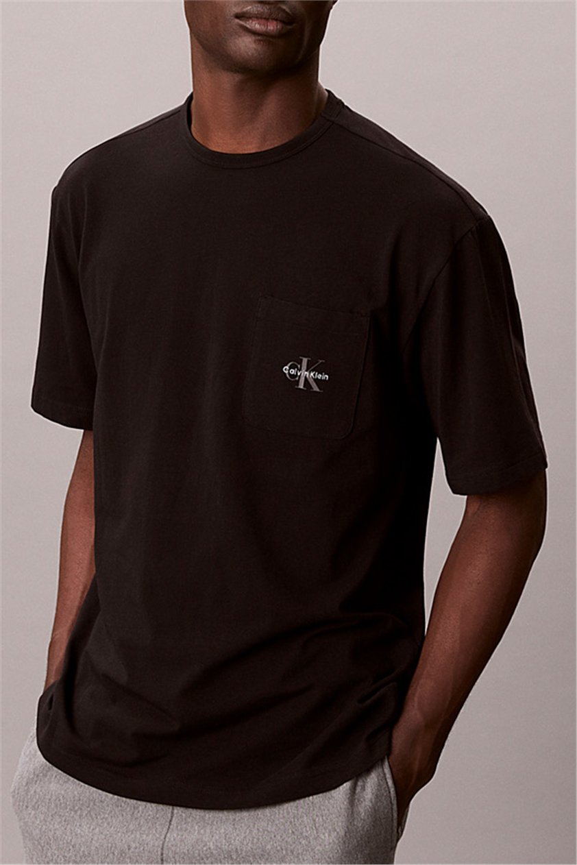 Calvin Klein Monogram S/S Crew Ne Erkek Pijama Üstü Siyah