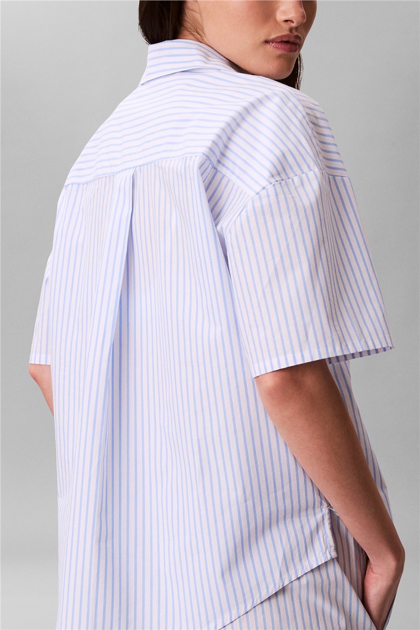 Calvin Klein Relaxed Poplin Ss Sh Kadın Pijama Üstü