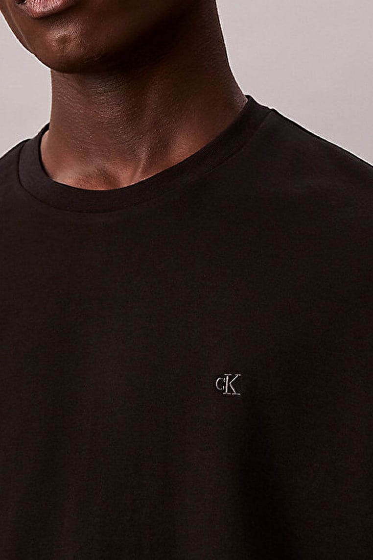 Calvin Klein Ss Supima Chest Emb Crewneck Tee Erkek Bisiklet Yaka T-Shirt Siyah