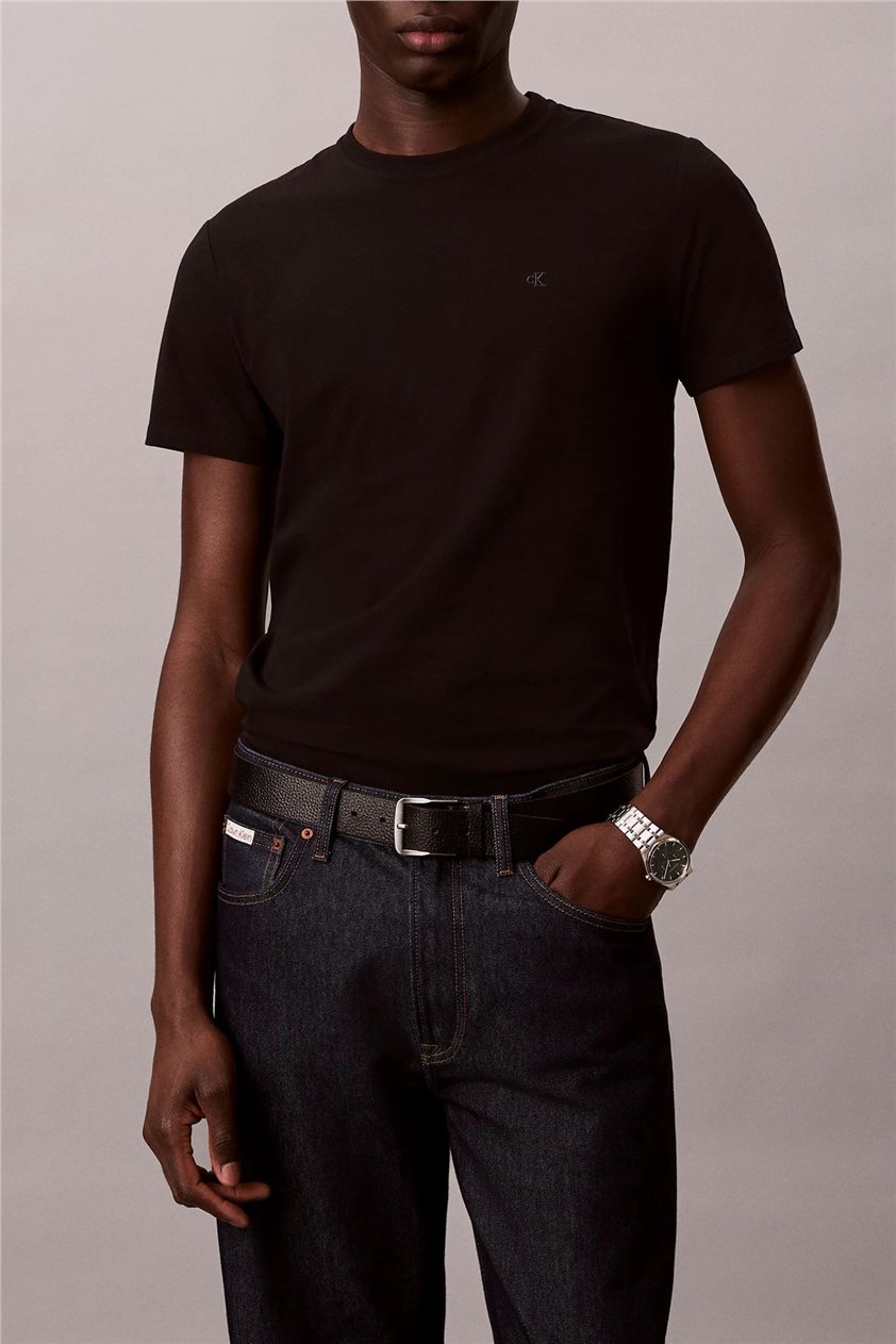 Calvin Klein Ss Supima Chest Emb Crewneck Tee Erkek Bisiklet Yaka T-Shirt Siyah