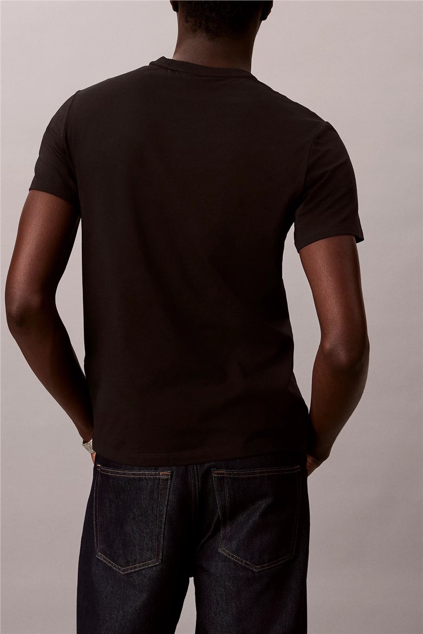 Calvin Klein Ss Supima Chest Emb Crewneck Tee Erkek Bisiklet Yaka T-Shirt Siyah