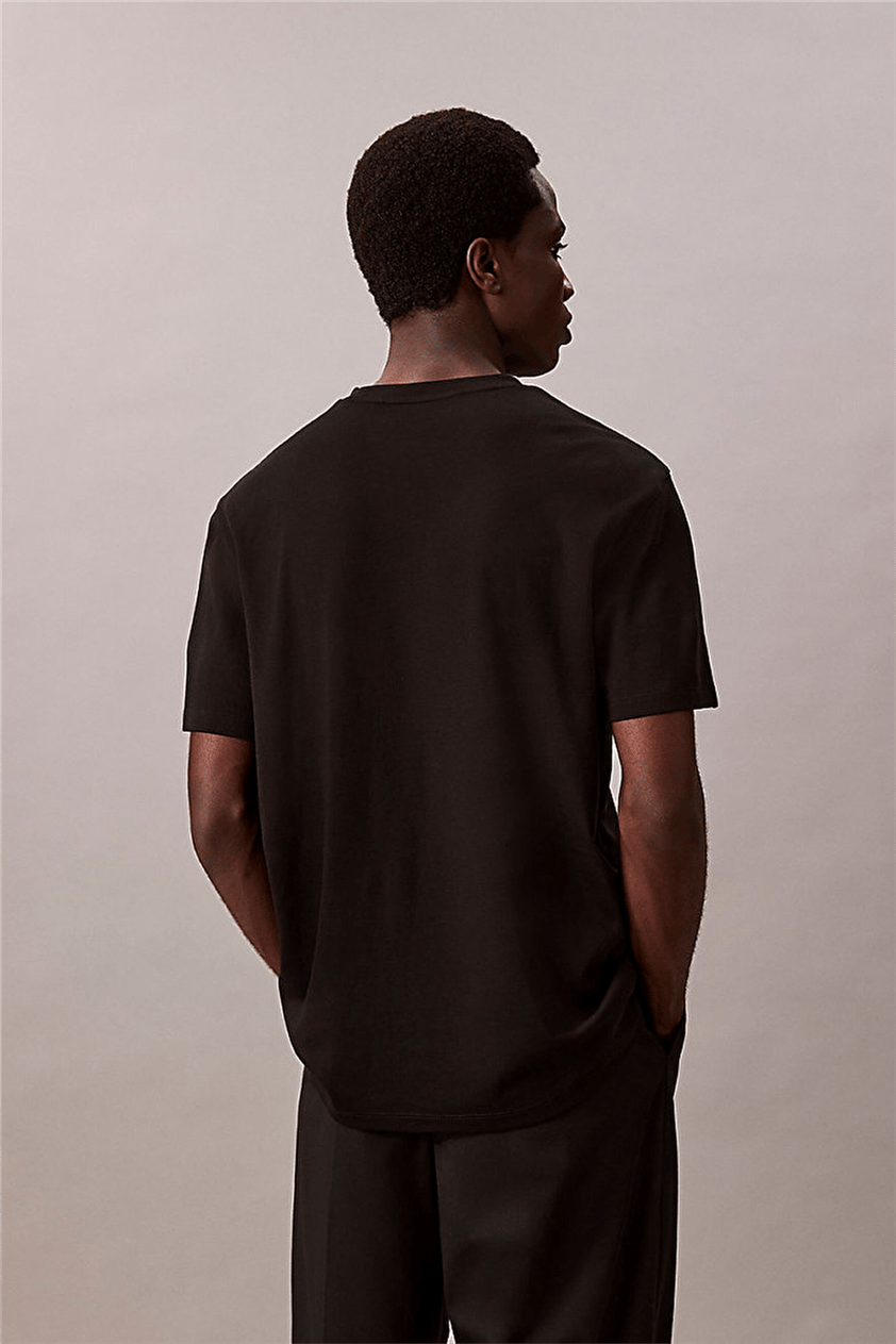 Calvin Klein Ss Supima Chest Emb Crewneck Tee Erkek Bisiklet Yaka T-Shirt Siyah