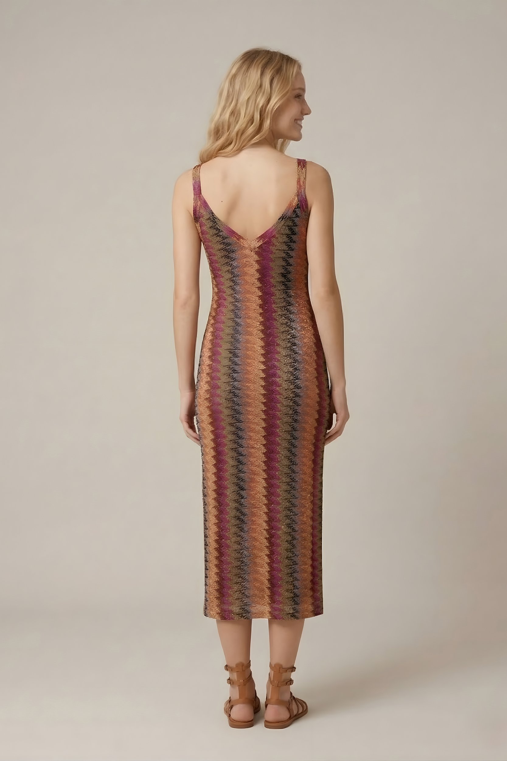 Lalamia Kadın Triko İpli Missoni Askılı Elbise Aksesuarlı