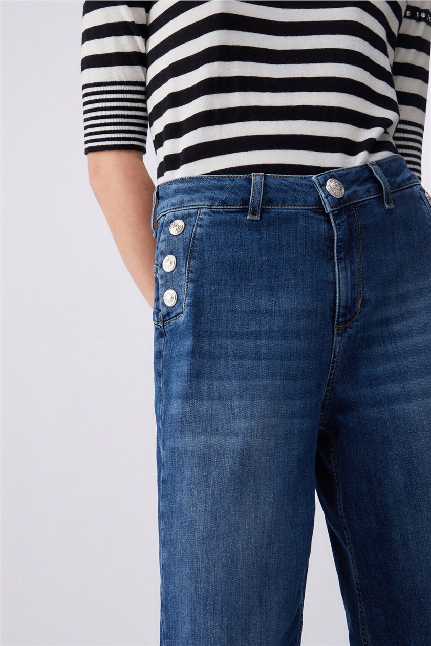 Liu Jo B.Up Flare Button H.W. Kadın Jean Pantolon Mavi