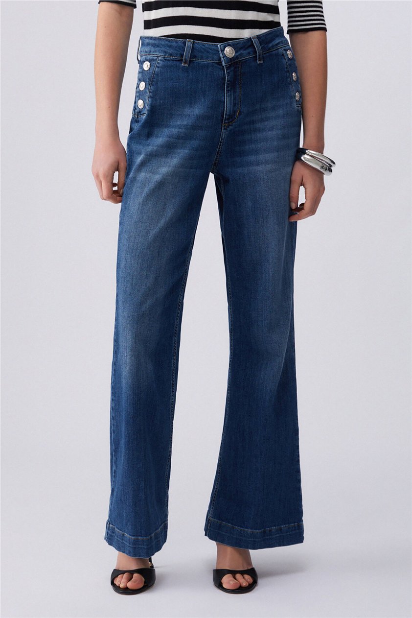 Liu Jo B.Up Flare Button H.W. Kadın Jean Pantolon Mavi
