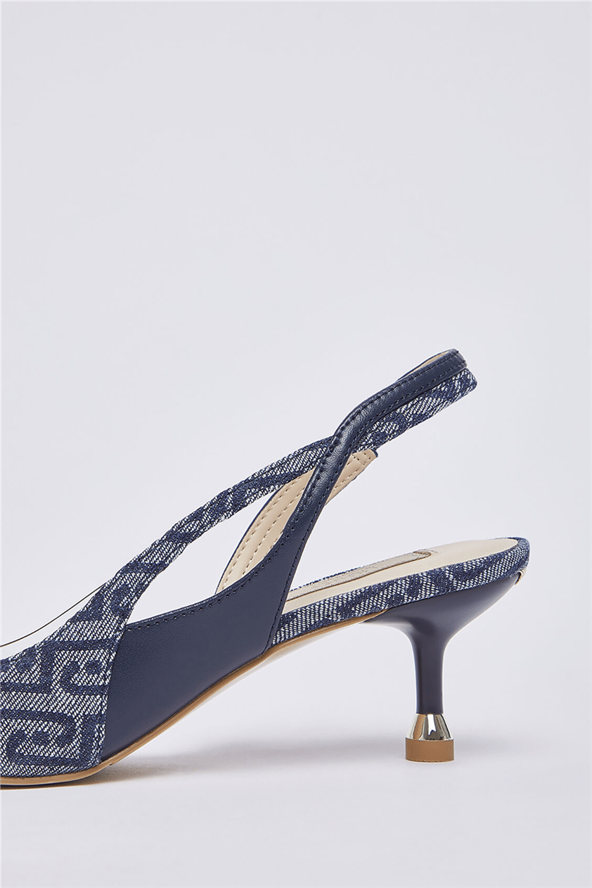 Liu Jo Deva 09 Sling Back Monogram Kadın Topuklu Ayakkabı Mavi