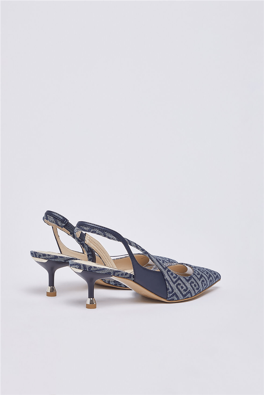Liu Jo Deva 09 Sling Back Monogram Kadın Topuklu Ayakkabı Mavi