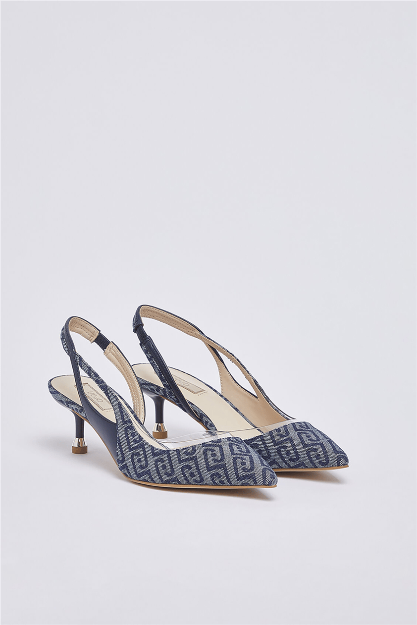 Liu Jo Deva 09 Sling Back Monogram Kadın Topuklu Ayakkabı Mavi