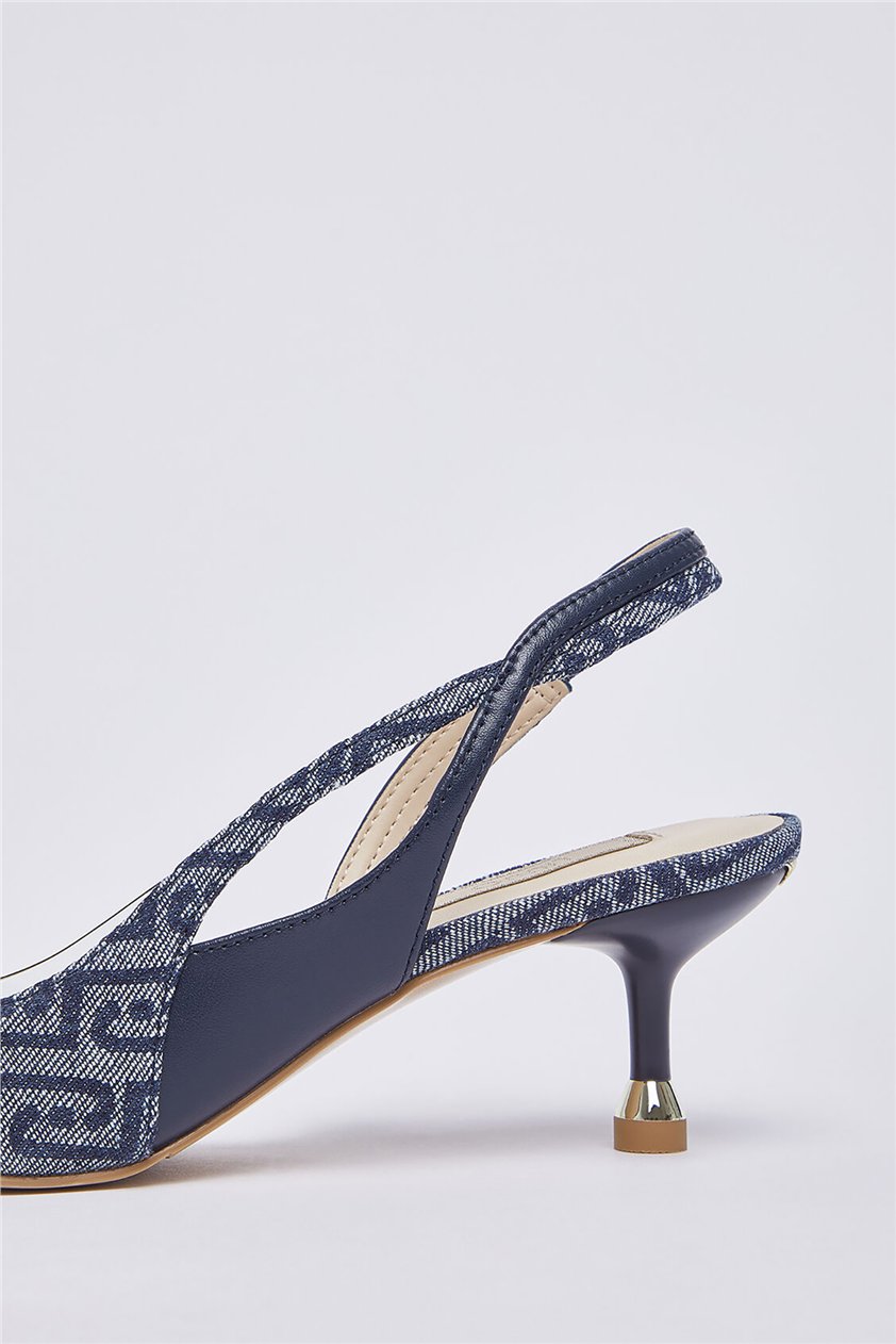 Liu Jo Deva 09 Sling Back Monogram Kadın Topuklu Ayakkabı Mavi