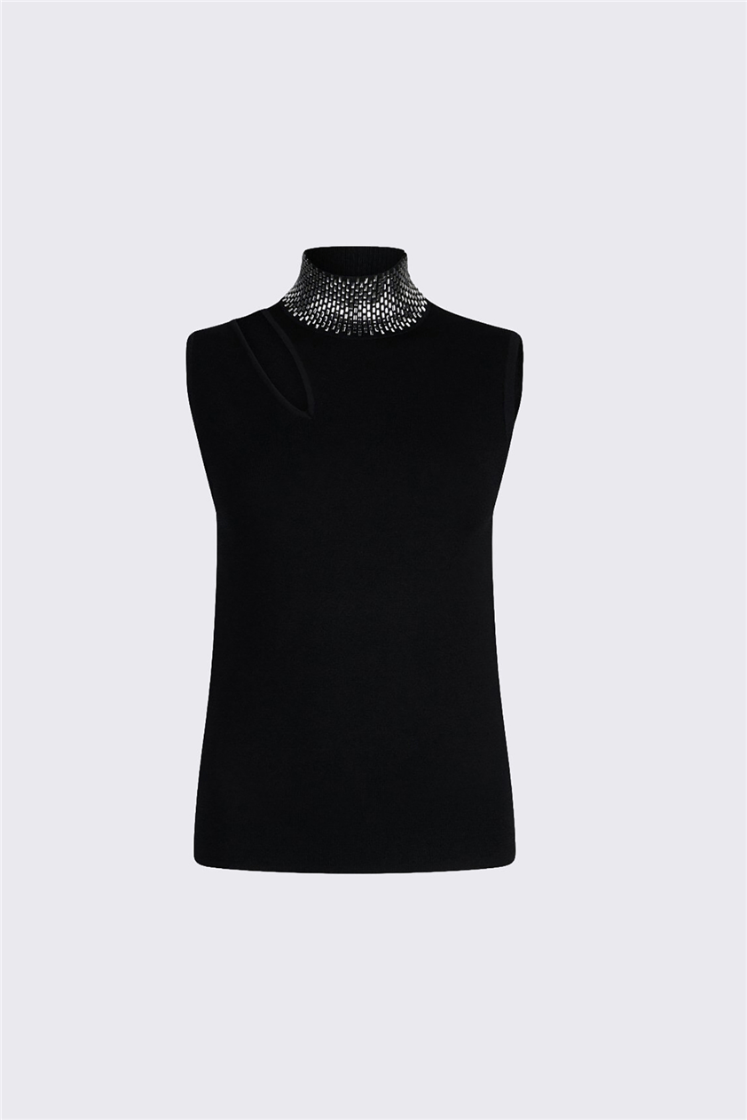 Liu Jo Ecs Maglia Chiusa S/M Kadın Triko Siyah