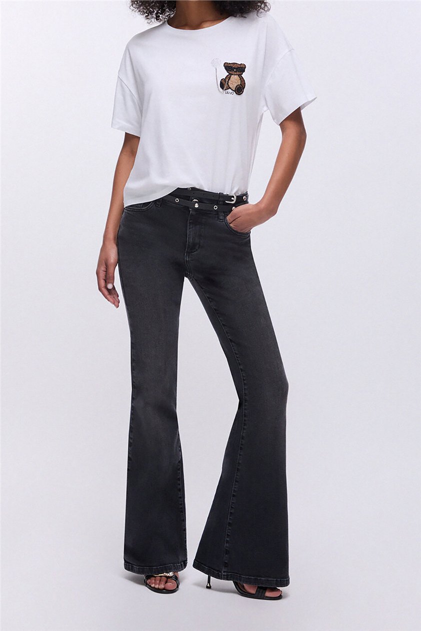 Liu Jo Ecs T-Shirt Moda M/C Kadın Bisiklet Yaka T-Shirt Beyaz