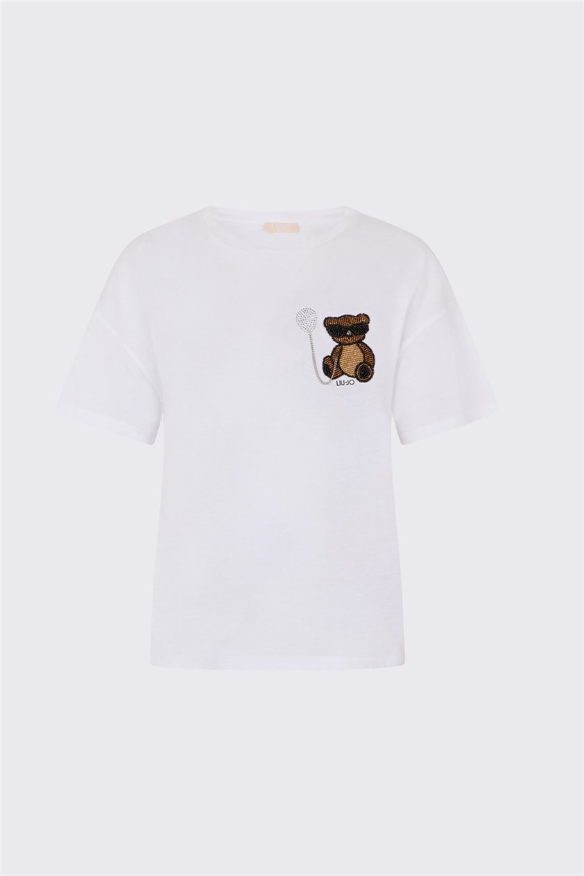 Liu Jo Ecs T-Shirt Moda M/C Kadın Bisiklet Yaka T-Shirt Beyaz