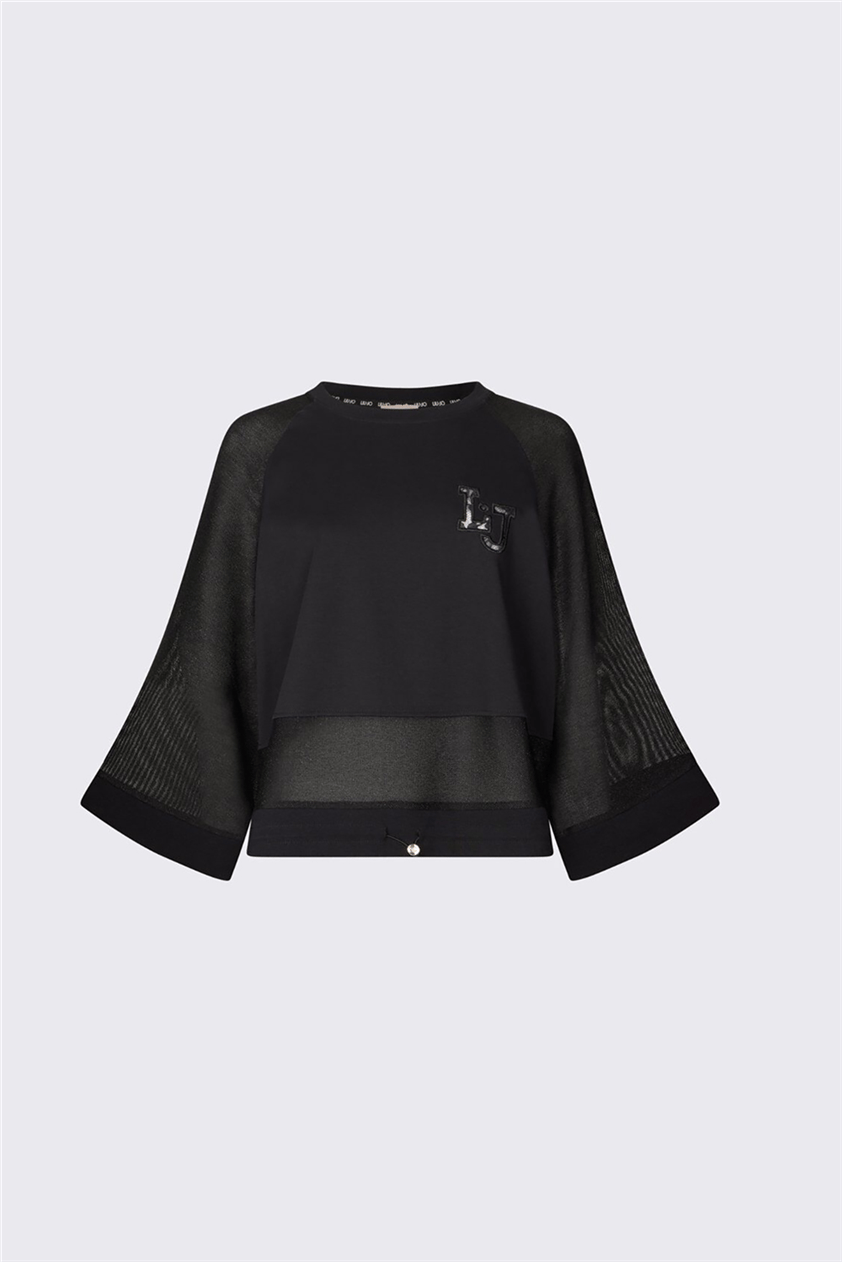 Liu Jo Felpa Chiusa Kadın Bisiklet Yaka Sweatshirt Siyah