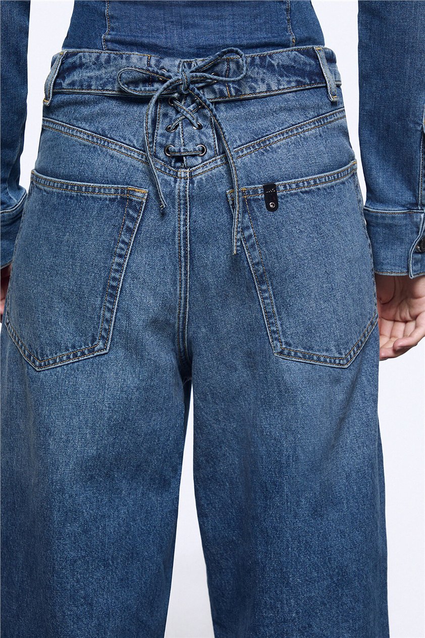 Liu Jo Pant.Cinta Rovesciata Dea Kadın Jean Pantolon Mavi