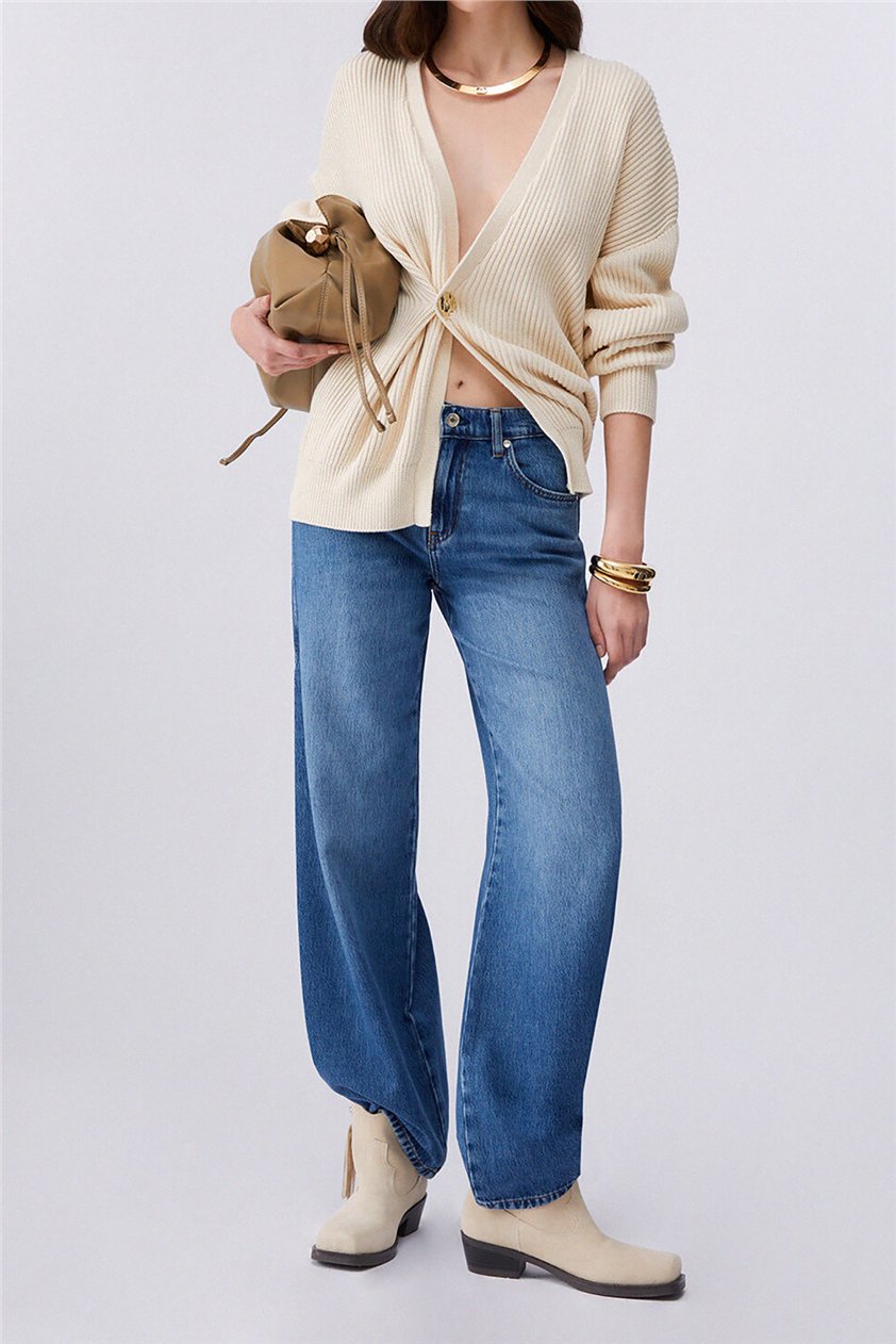 Liu Jo Pant.Midi Flare Split Reg.W. Kadın Jean Pantolon Mavi
