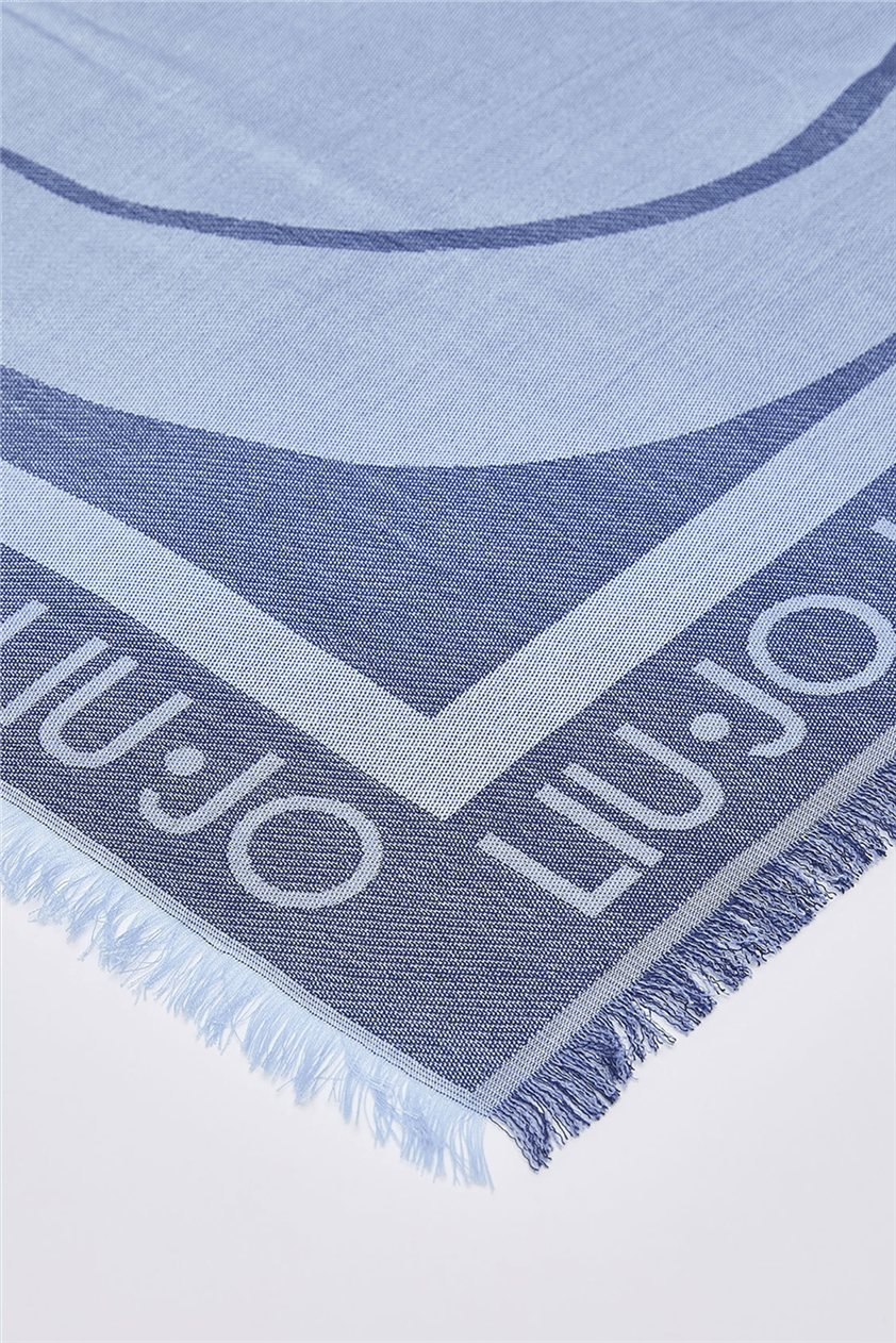 Liu Jo Square Jacquard Logo Kadın Fular Mavi