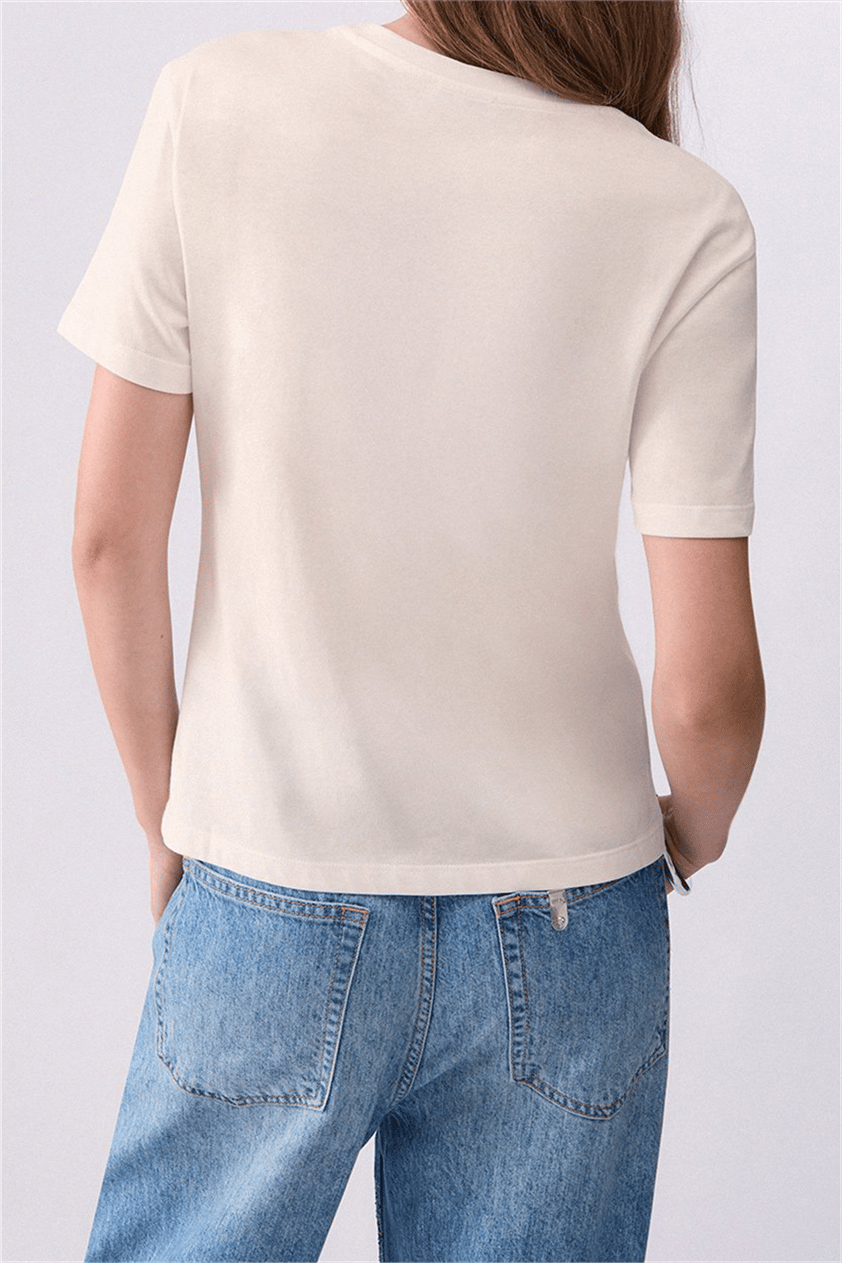 Liu Jo T-Shirt Moda M/C Kadın Bisiklet Yaka T-Shirt