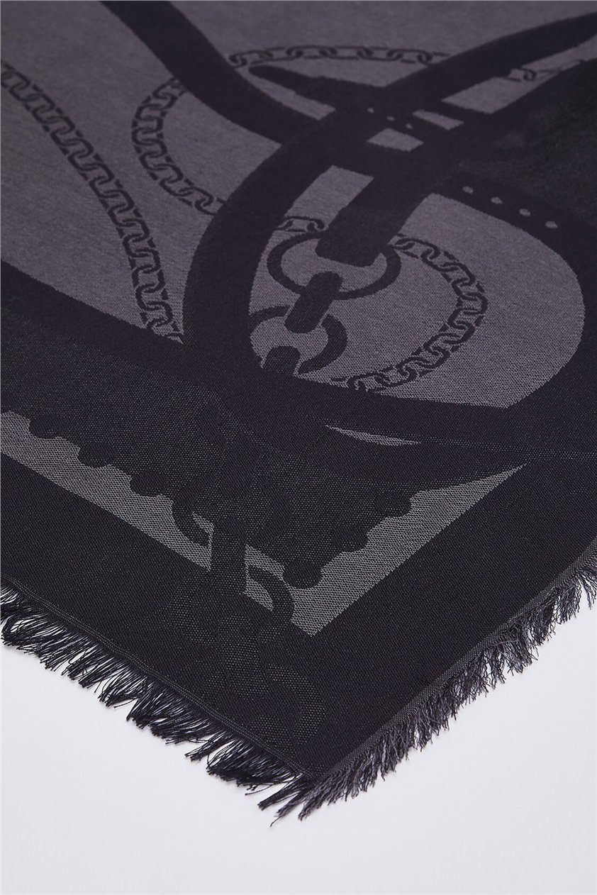 Liu Jo Triangolo Jacquard Kadın Şal Siyah