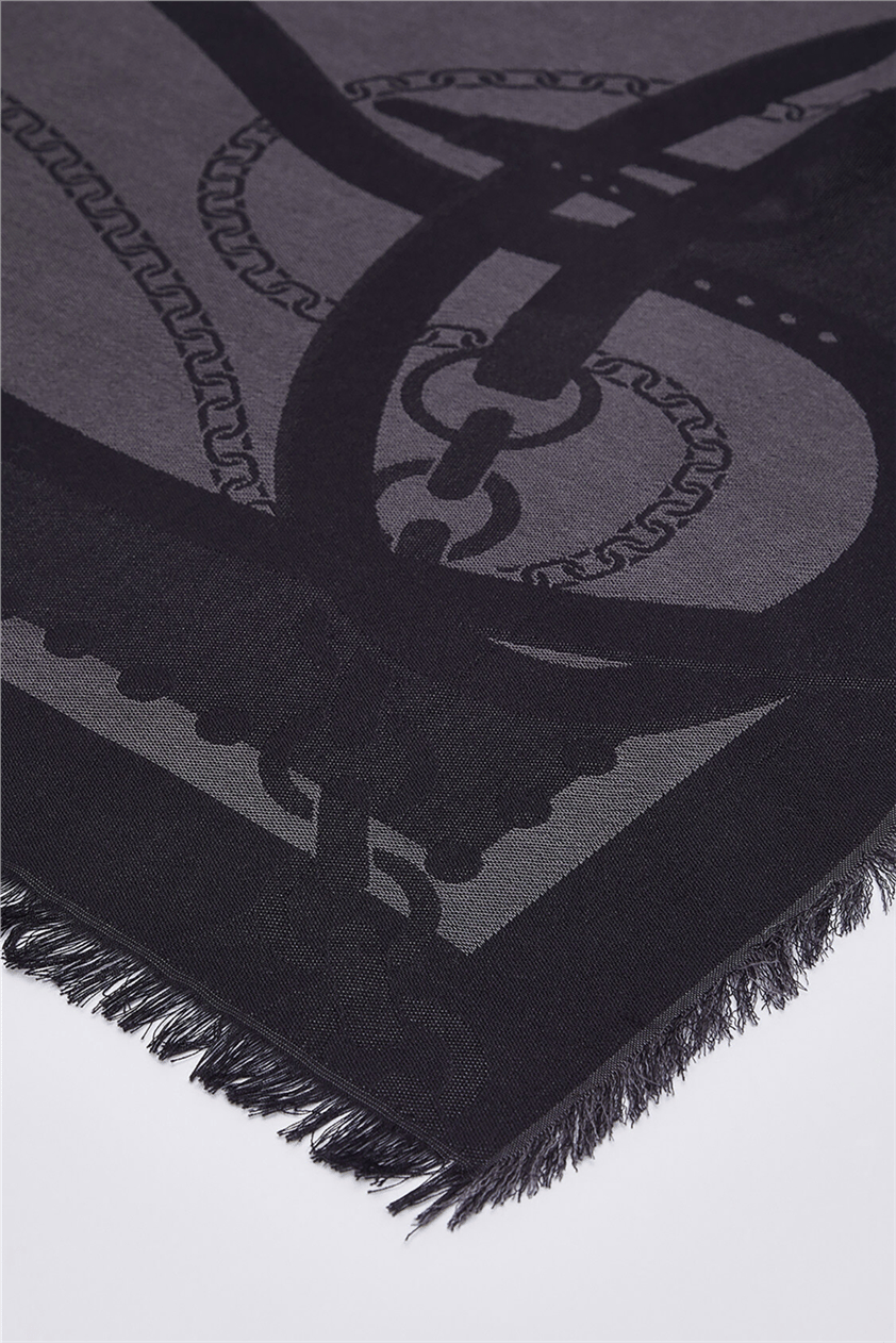Liu Jo Triangolo Jacquard Kadın Şal Siyah
