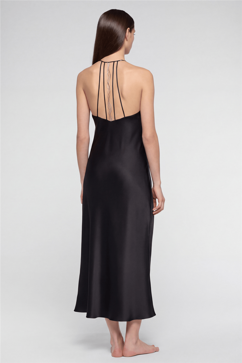 Luna di Seta Waves Negligee Kadın Gecelik Siyah