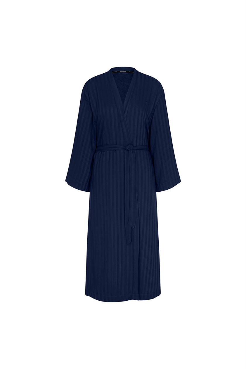 Triumph Amourette Jacquard Long Robe Kadın Sabahlık Lacivert