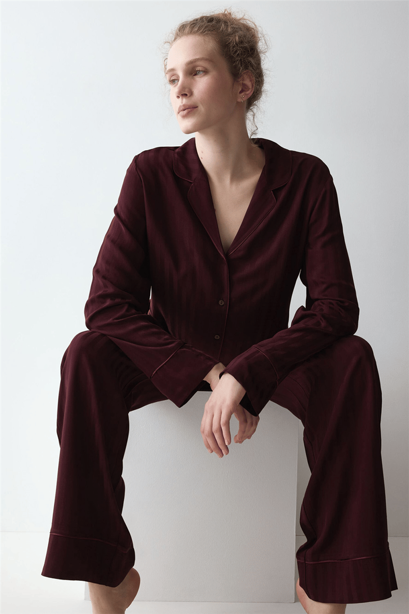 Triumph Amourette Jacquard PW Kadın Pijama Takımı Bordo