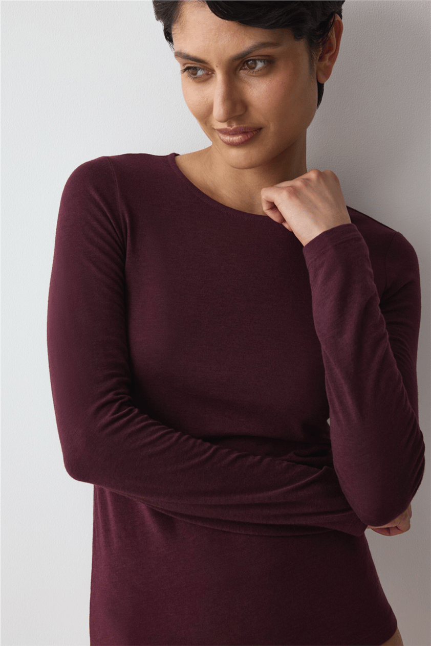 Triumph Beauty Layers LSL Top 04 Kadın Uzun Kollu T-Shirt Bordo