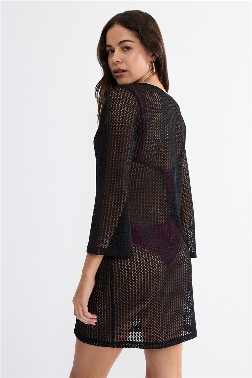 Triumph Kadın Beach MyWear Crochet Short Dress Plaj Elbisesi Siyah