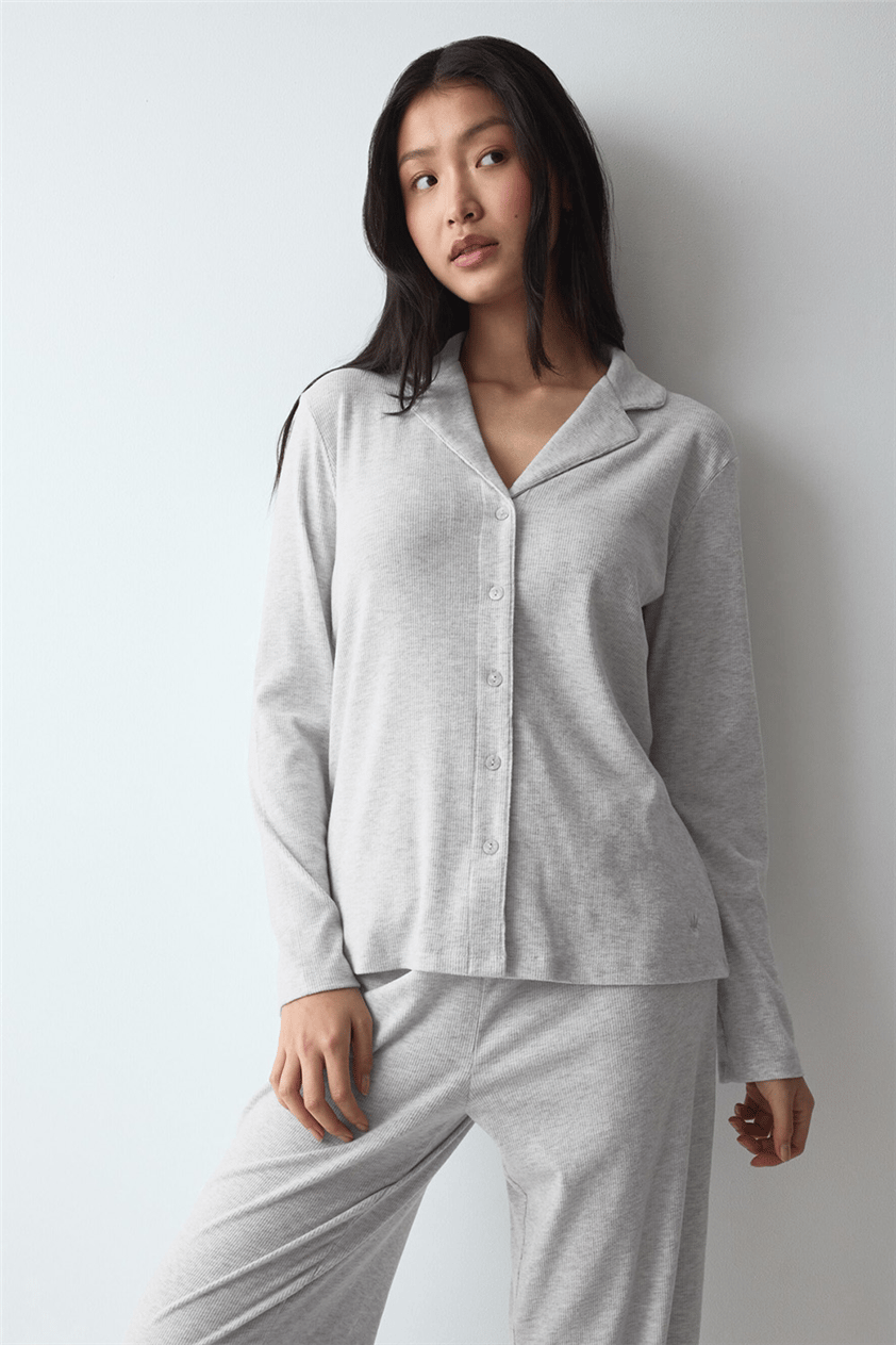 Triumph Mix & Match LSL Top BF Soft Kadın Pijama Üstü Gri