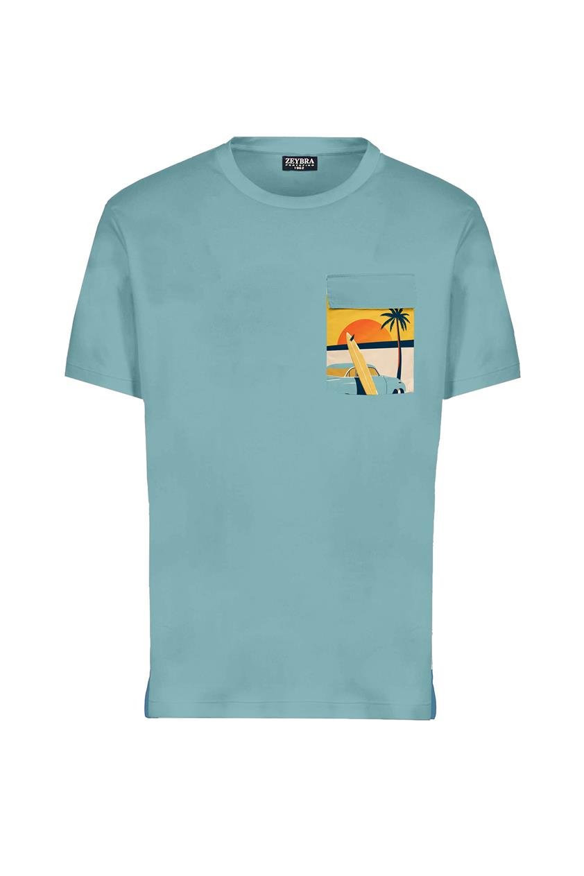 Zeybra Erkek Bisiklet Yaka T-Shirt