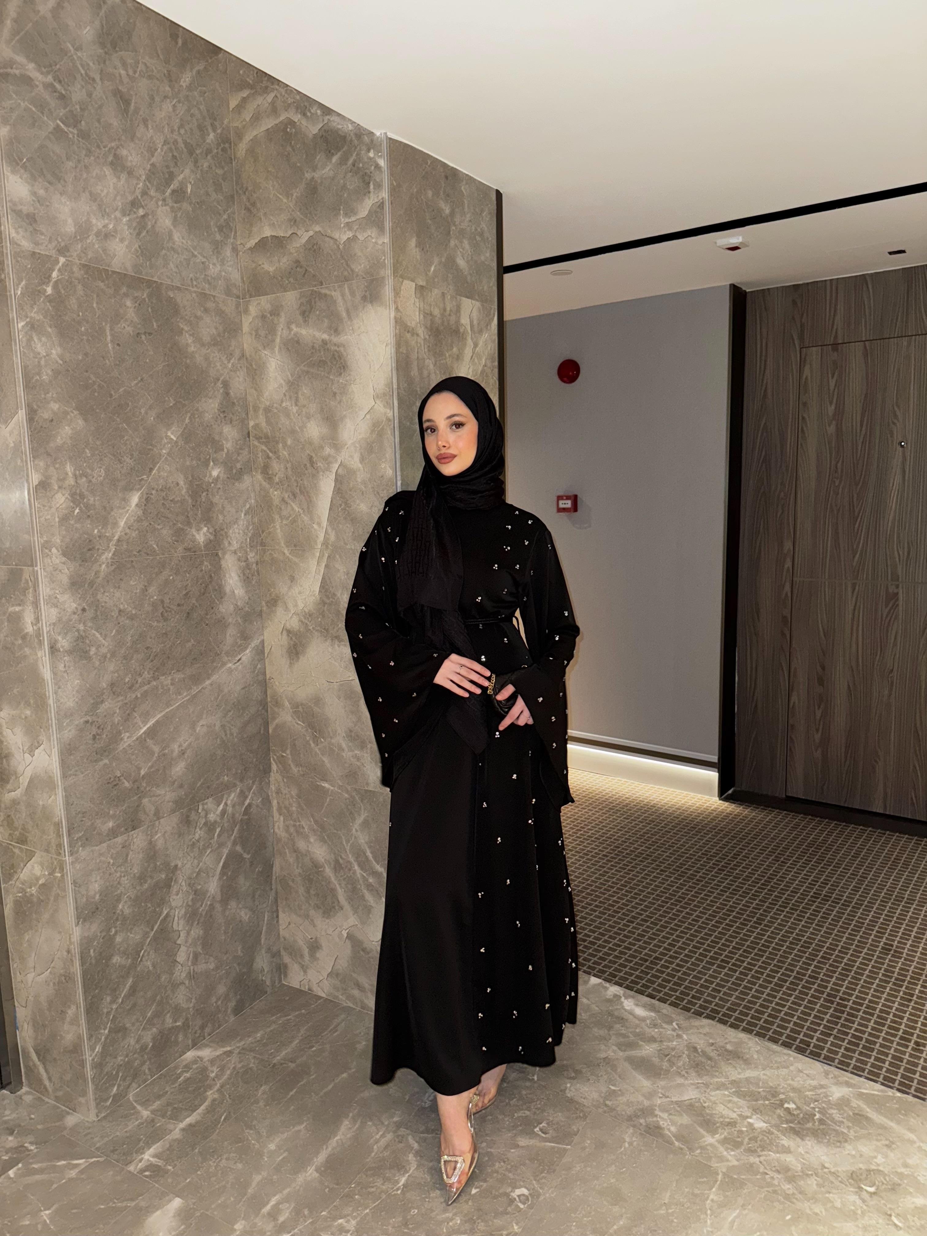 TAŞLI GENİŞ ABAYA ELBİSE 