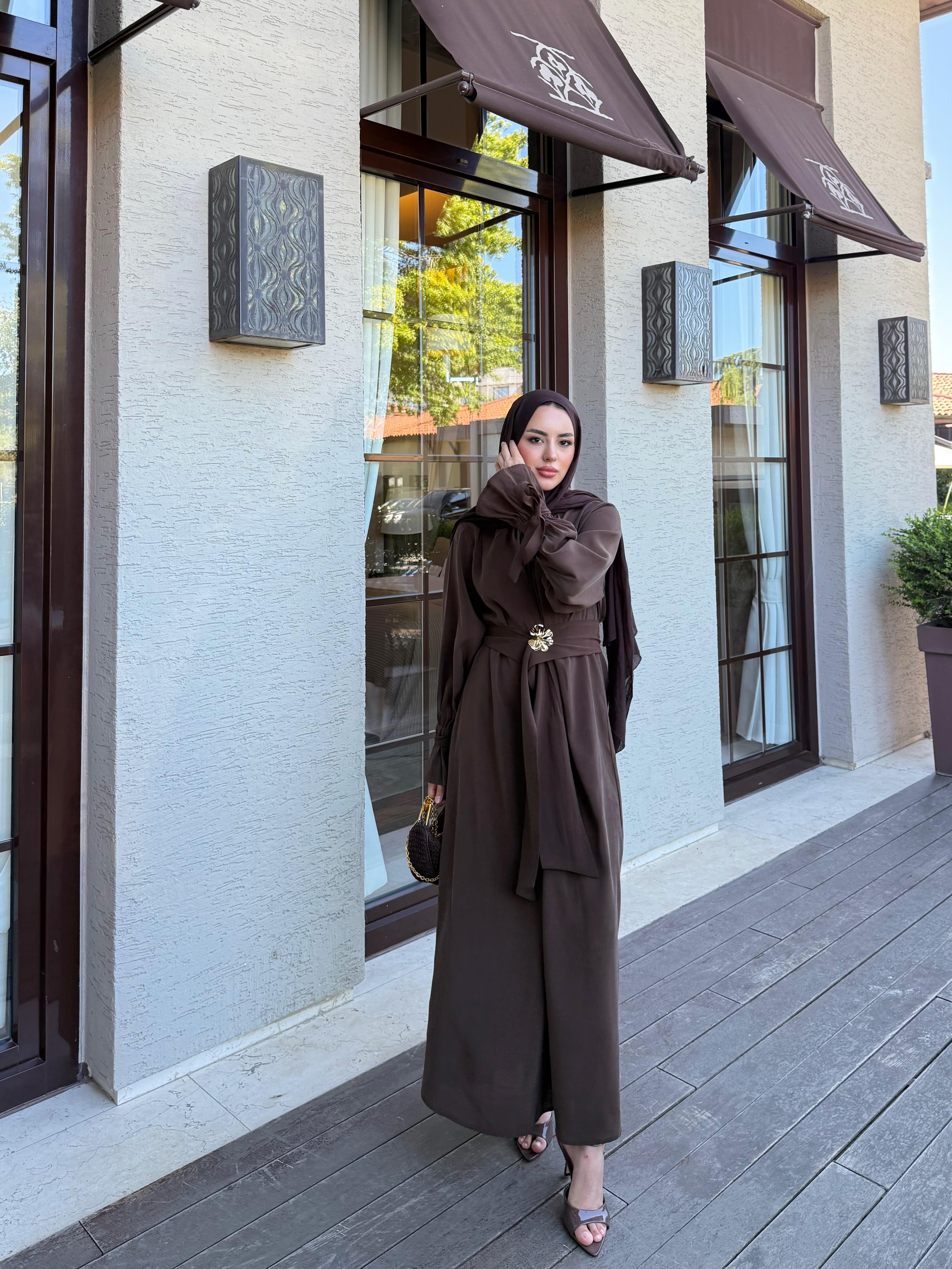 TOKA DETAYLI MODAL ELBİSE