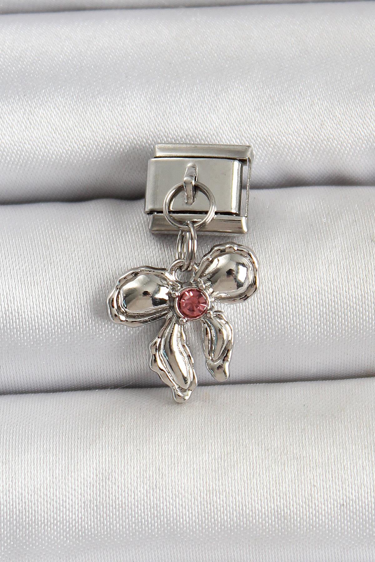 316L Çelik Gümüş Renk Fiyonk Model Nomination Charm