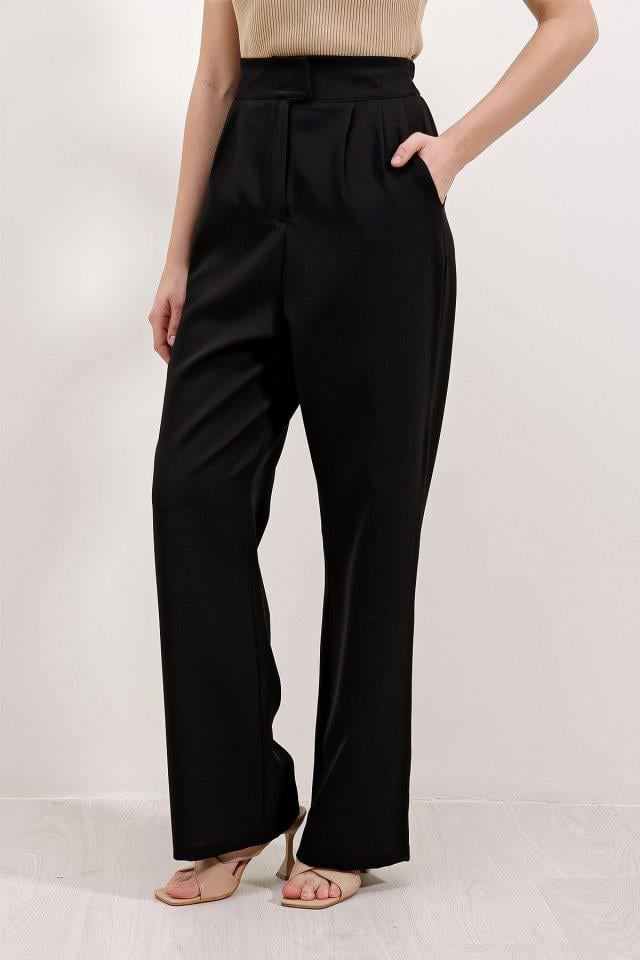 6612 Yüksek Bel Kumaş Pantolon - Siyah