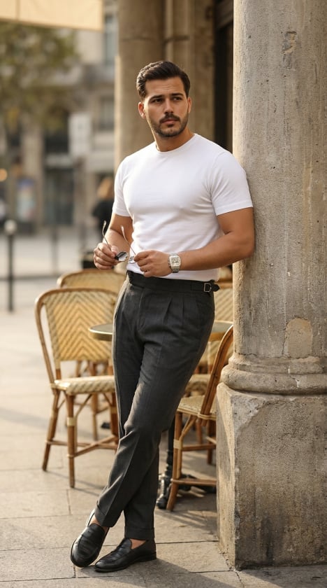 Erkek Basic Bisiklet Yaka Kısa Kollu Triko Tişört - %100 Pamuk Akrilik