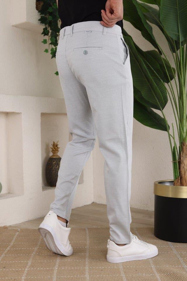 Erkek Casual Slim Fit Cord Desenli Kumaş Pantolon
