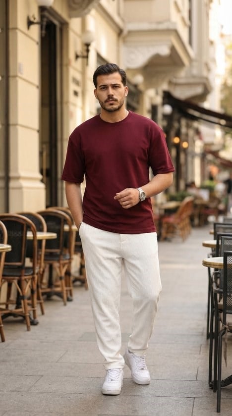 Erkek Duble Kol Basic Tişört