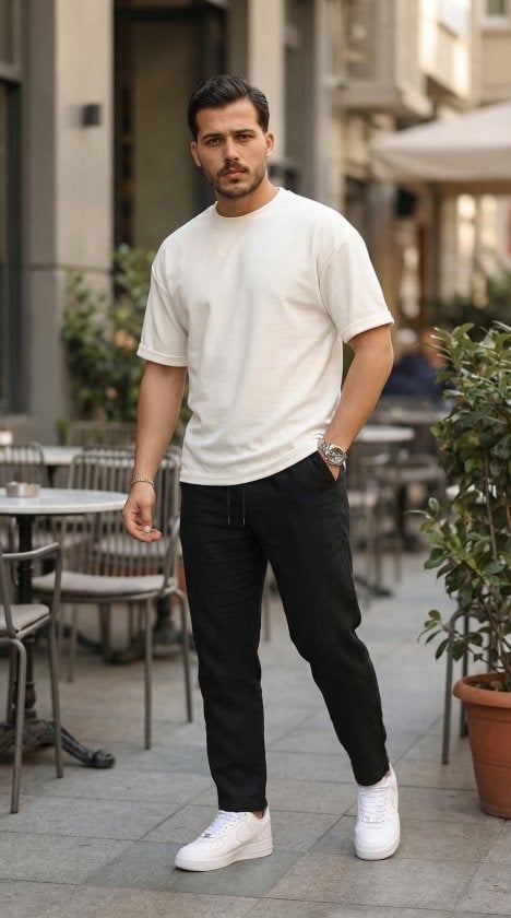 Erkek Duble Kol Basic Tişört